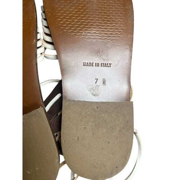 J.Crew Mohrowe Italian Leather Lace-Up Gladiator Sandals Brown White Sz 7 - Picture 11 of 12